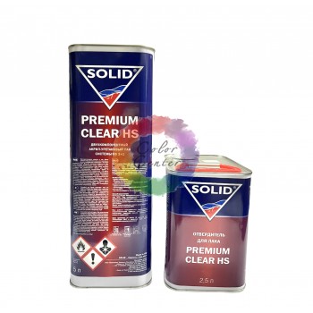 Лак Двухкомпонентный прозрачный Solid PREMIUM CLEAR HS, 5л + 2.5л отвердитель